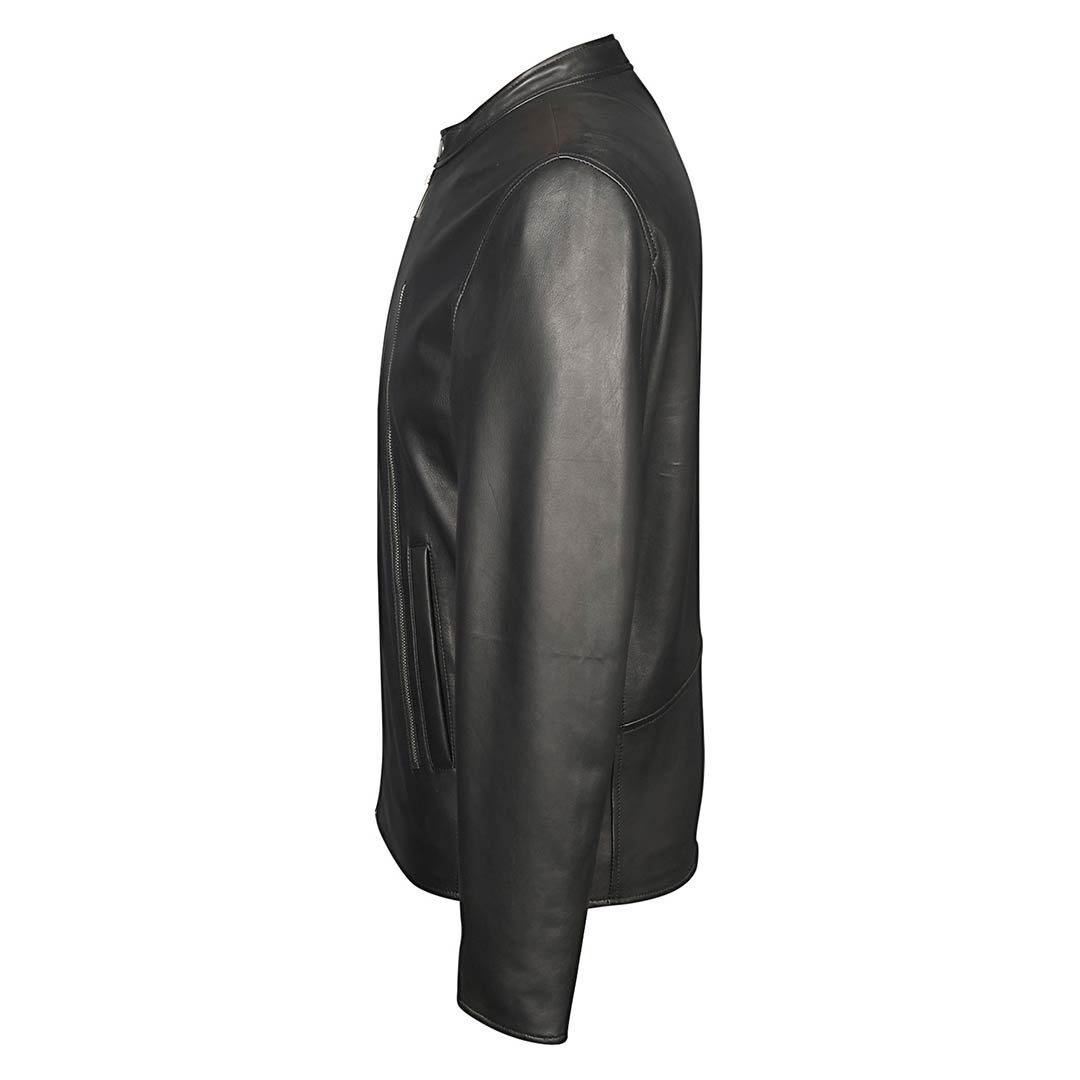Saint Zachary Black Leather Men's Cafe Racer Jacket