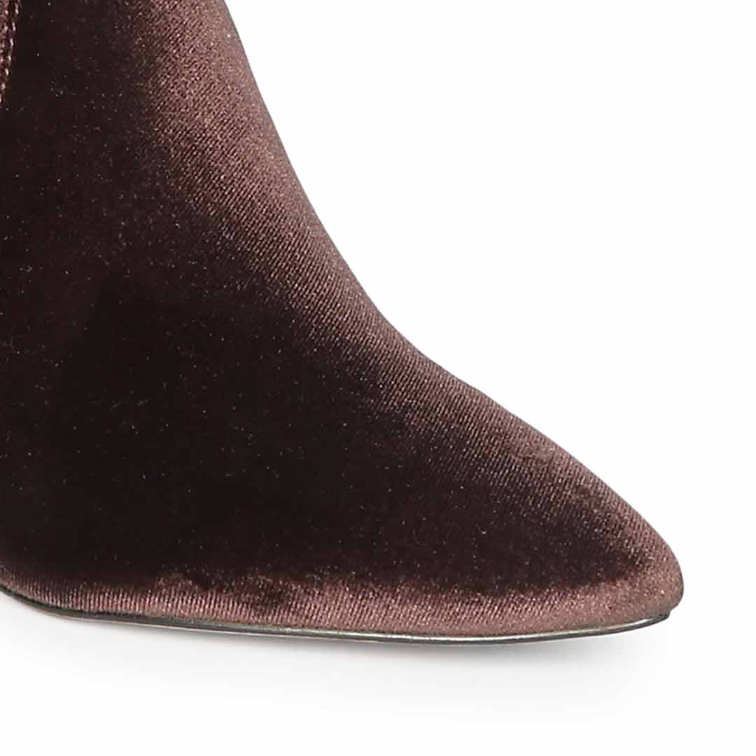Saint Jemima Bordo Stretch Velvet Knee High Stiletto Boots