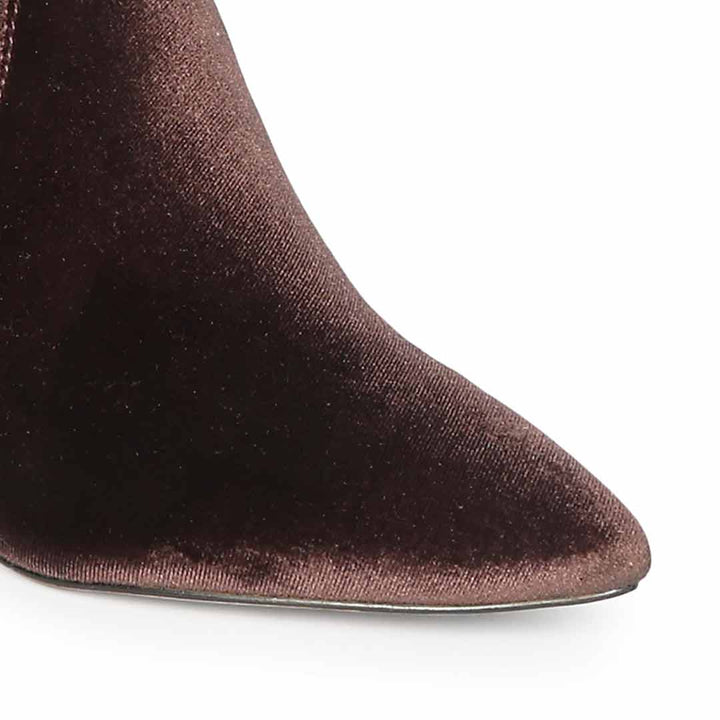 Saint Jemima Bordo Stretch Velvet Knee High Stiletto Boots
