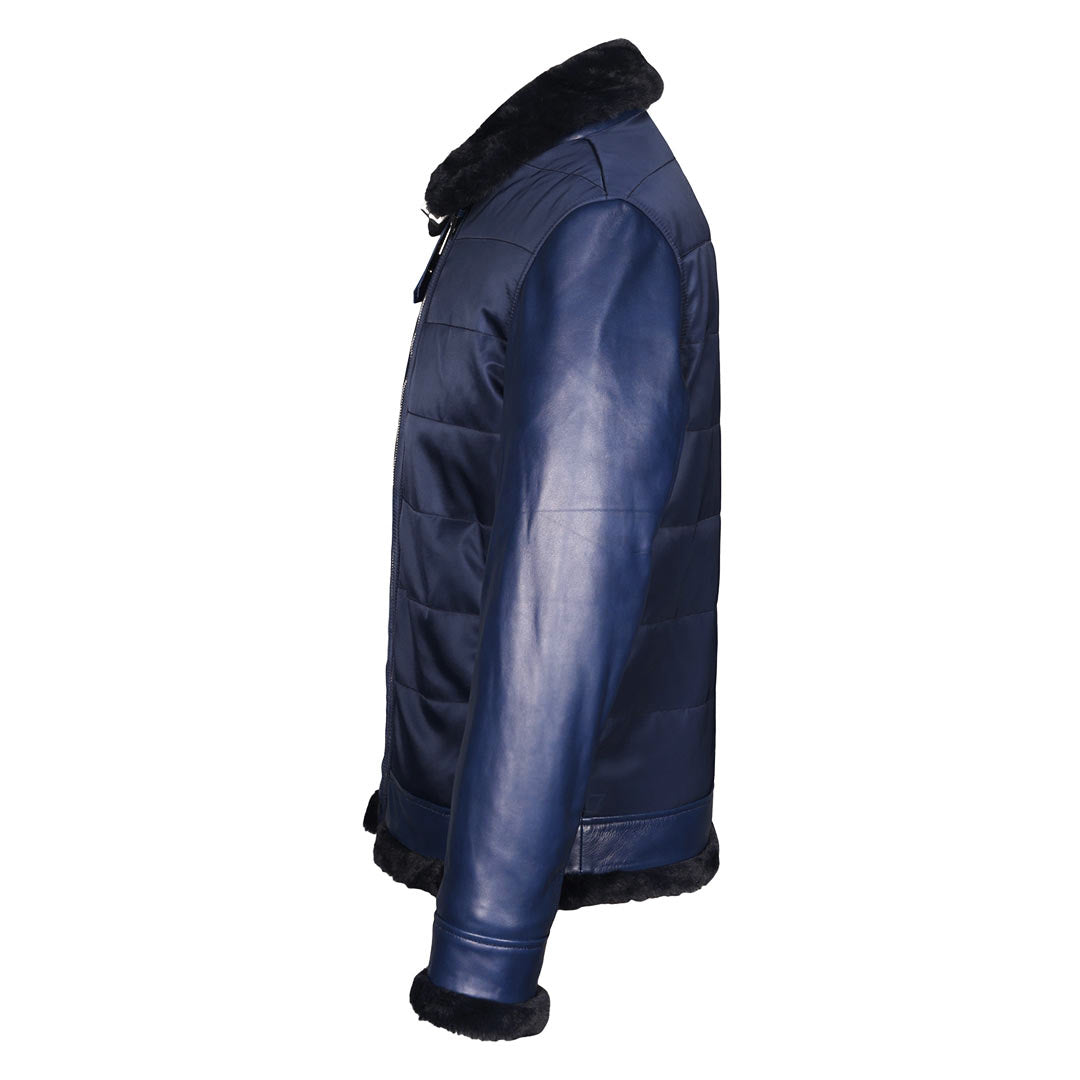 Saint Denis Blue Leather Men's Jackets