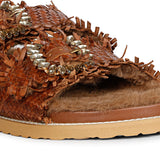 Sophia Buckle Décor Tan Woven Leather Sandals