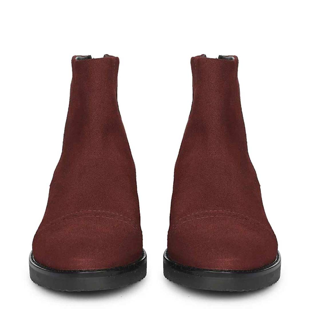 Giada Burgundy Suede Leather Ankle Boots