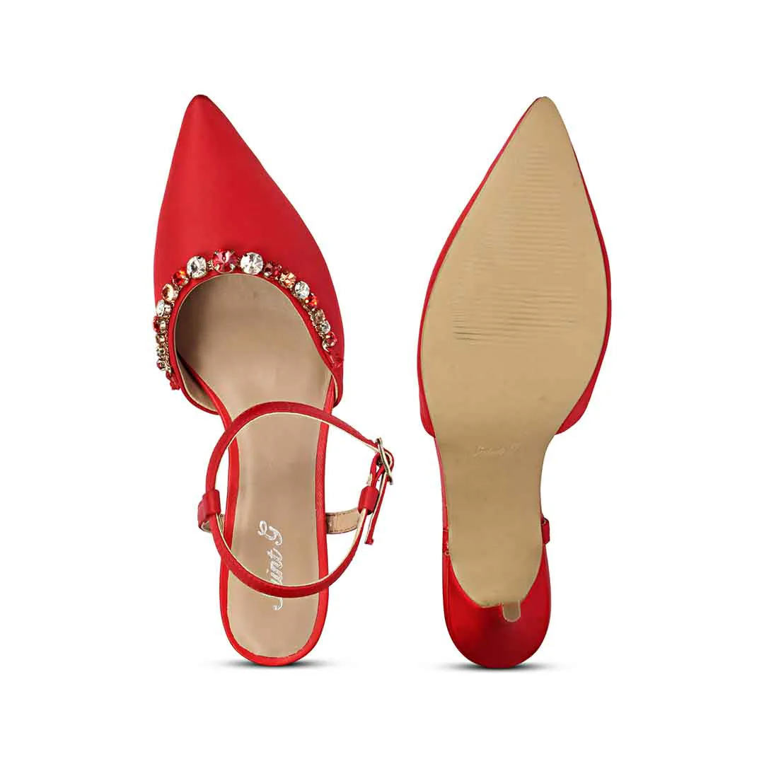 Saint Josie Red Snake Print Leather Pumps