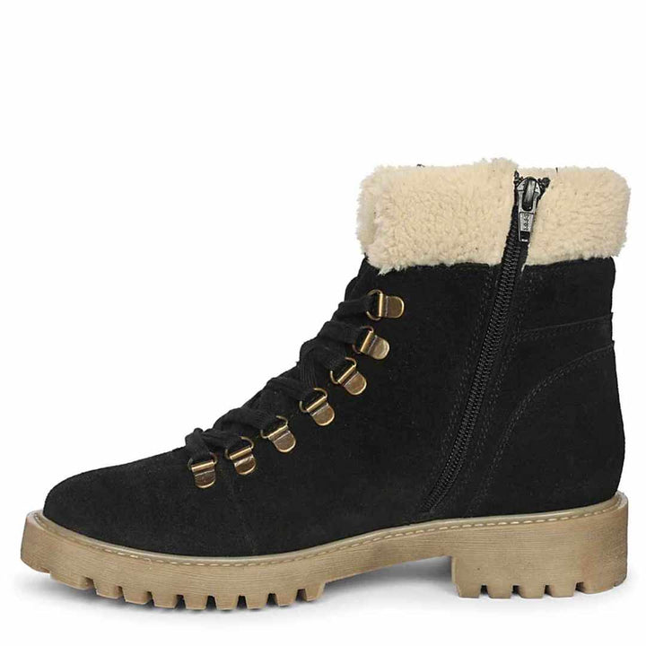 Isola Black Suede Leather Ankle Boots