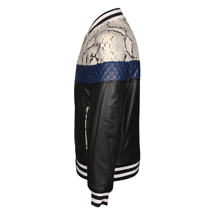 Saint Moreno White Python Print Leather Men's Jackets