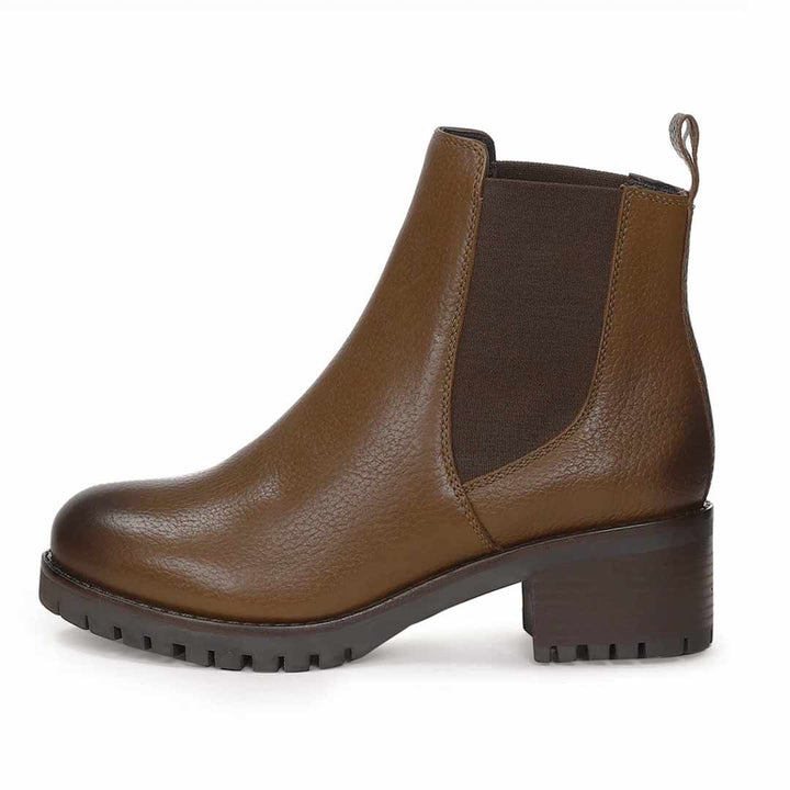 Saint Sophia Tan Leather Ankle Boots