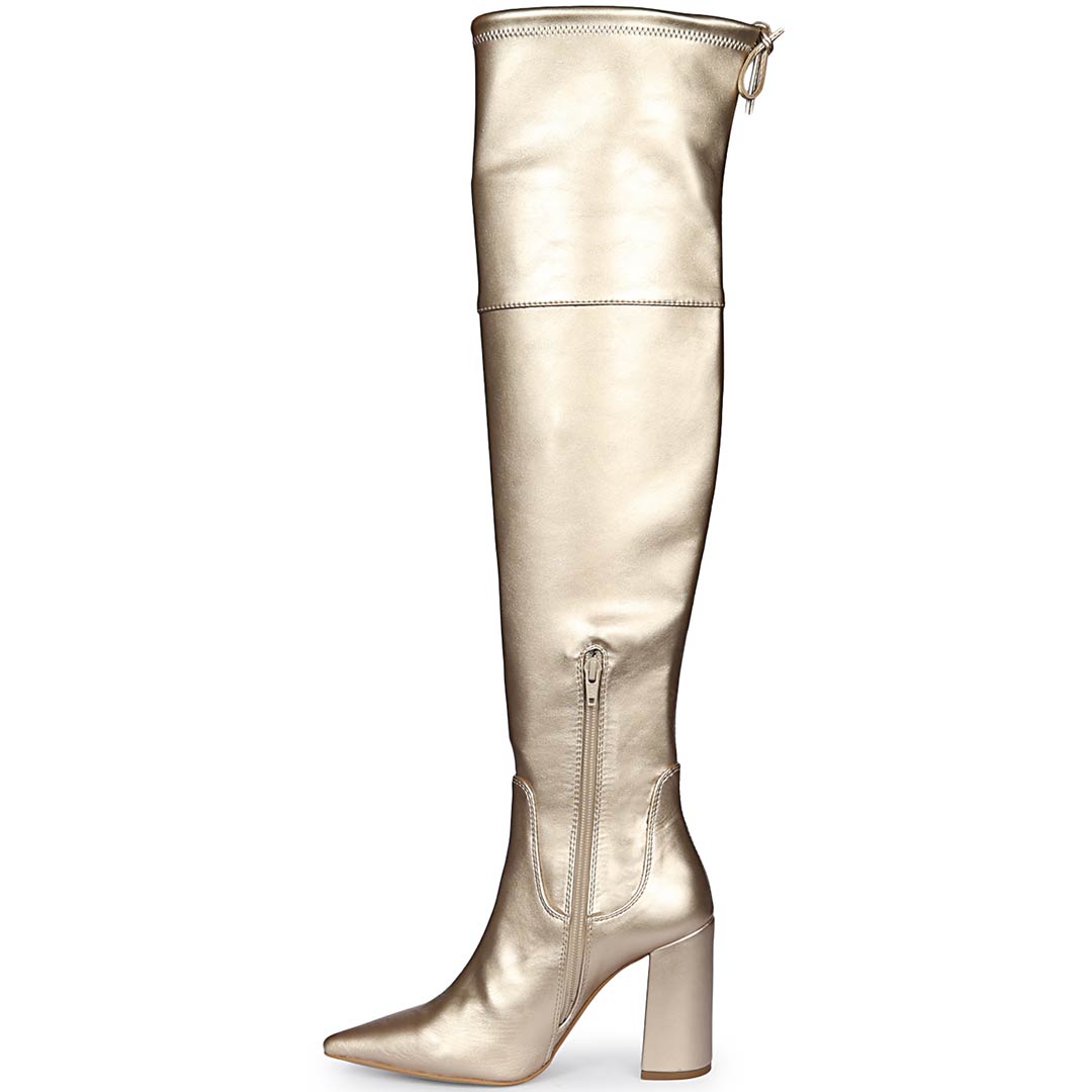 Saint Amara Gold Stretch Napa thigh high Boots