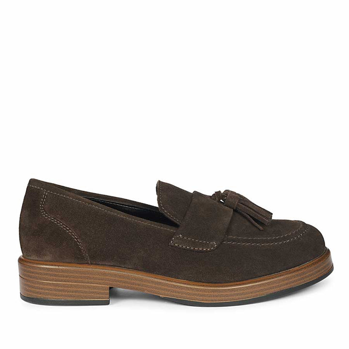 Saint Simone Brown Leather Tassel Moccasins