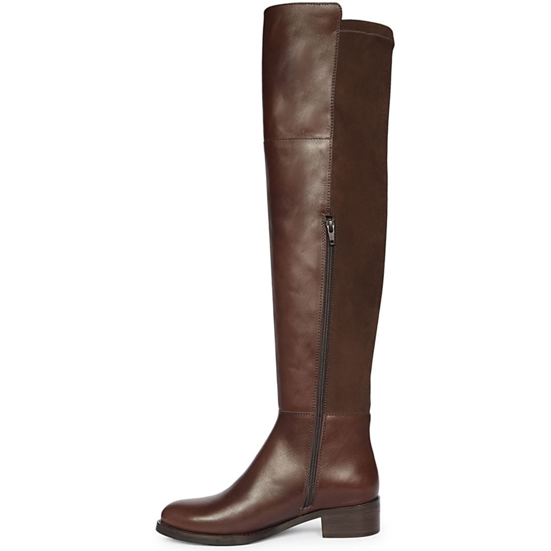 Saint Kayleigh Brown Leather Above The Knee Boots