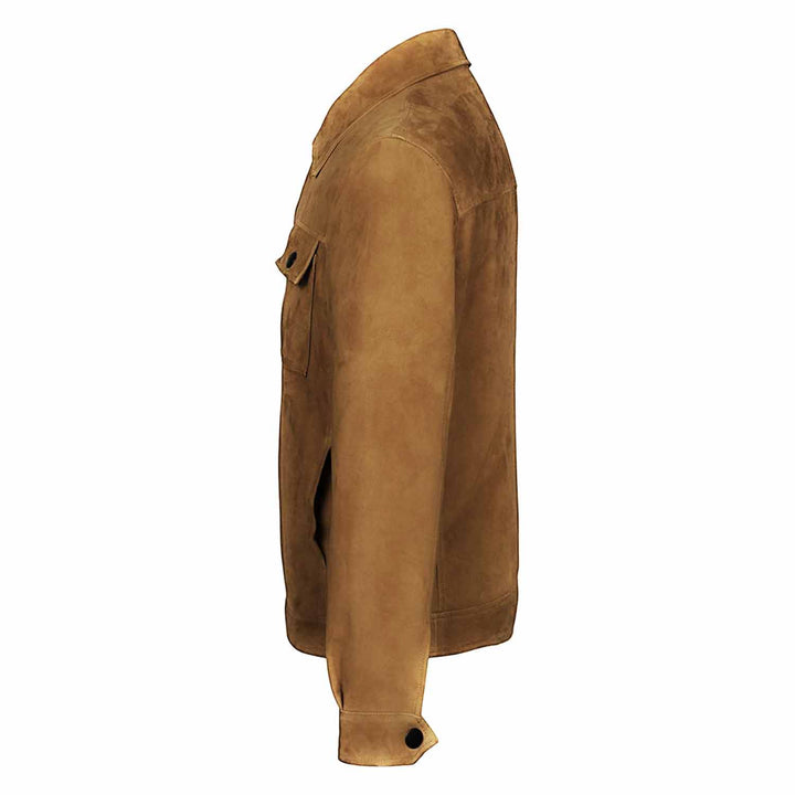 Saint Piero Sand Suede Leather Men's Jacket With Collars