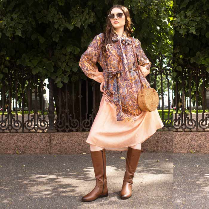 Saint Cara Tan Leather Buckle Detail Long Boots