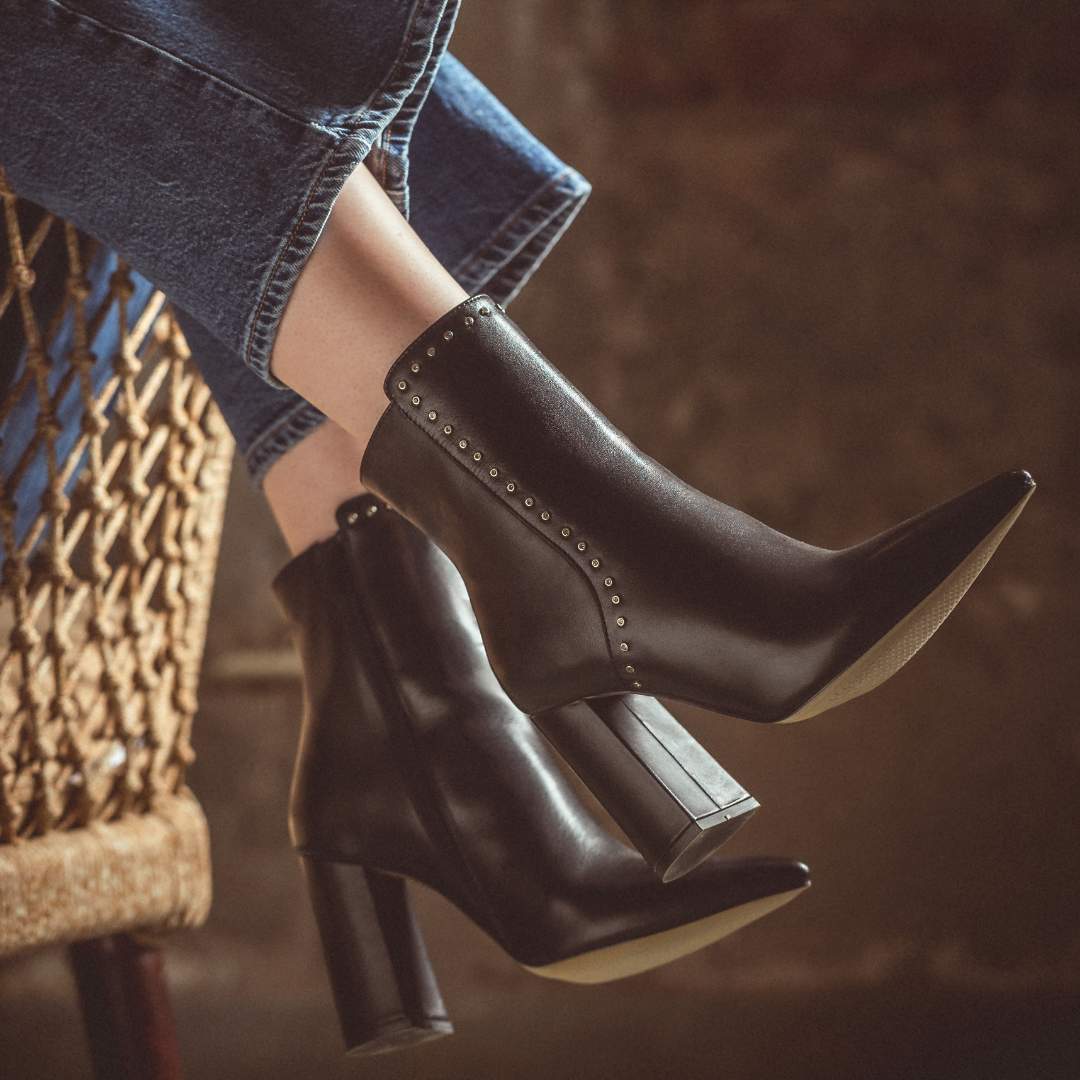 Leather Heeled Ankle Boot | Karen Millen