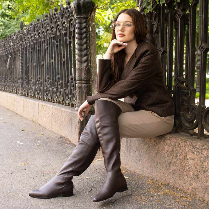 Saint Grace Brown Leather Above The Knee Boots