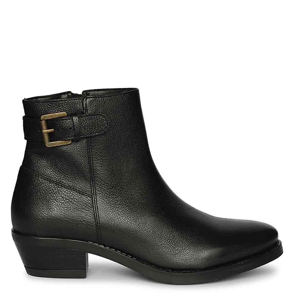 Jaycee Black Leather Ankle Boots