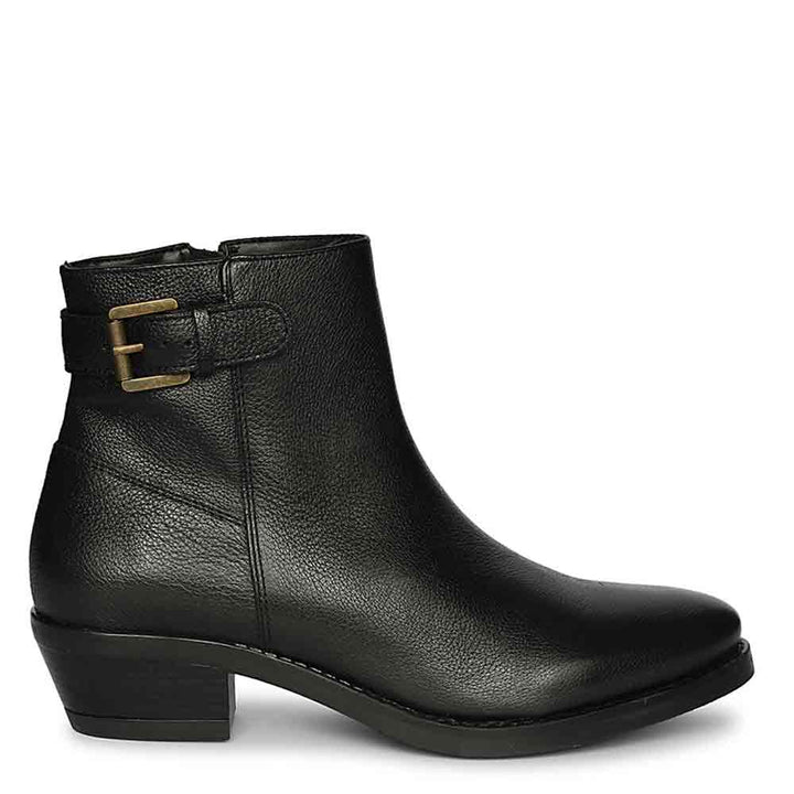 Jaycee Black Leather Ankle Boots