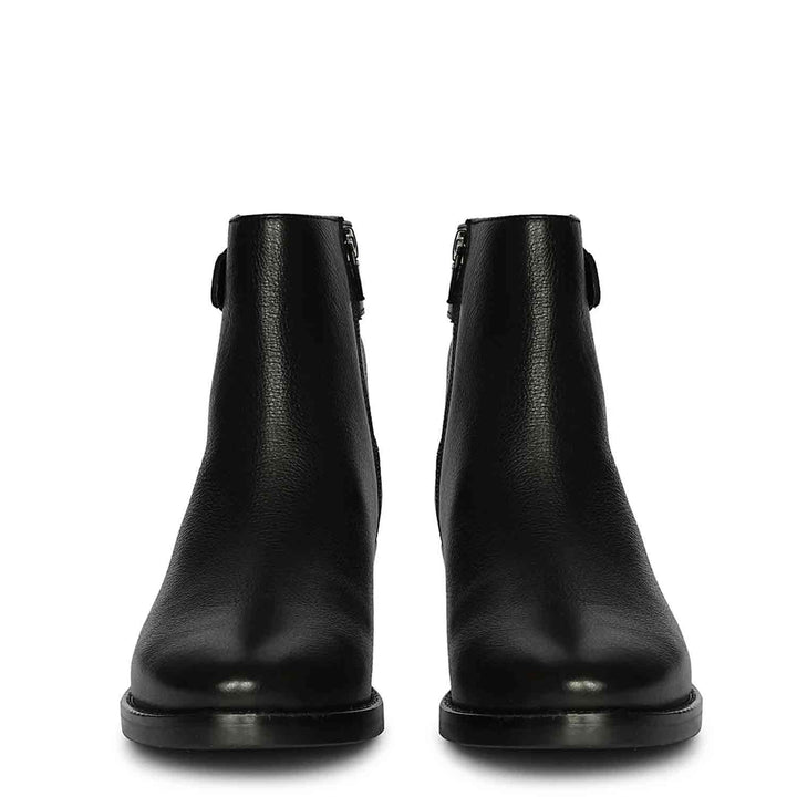 Jaycee Black Leather Ankle Boots