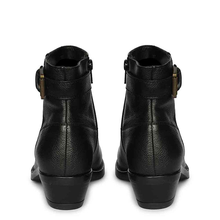 Jaycee Black Leather Ankle Boots