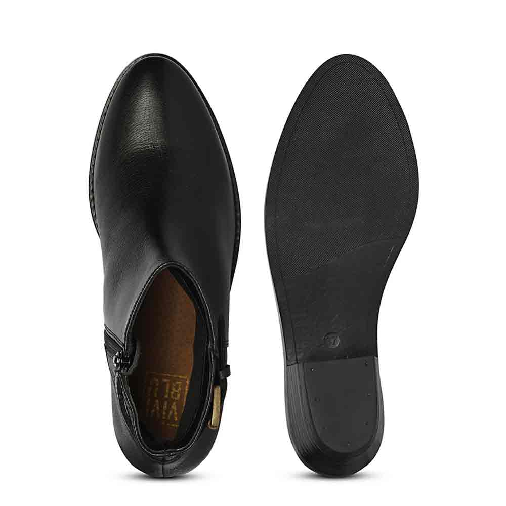 Jaycee Black Leather Ankle Boots