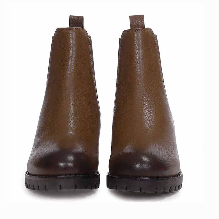 Saint Sophia Tan Leather Ankle Boots