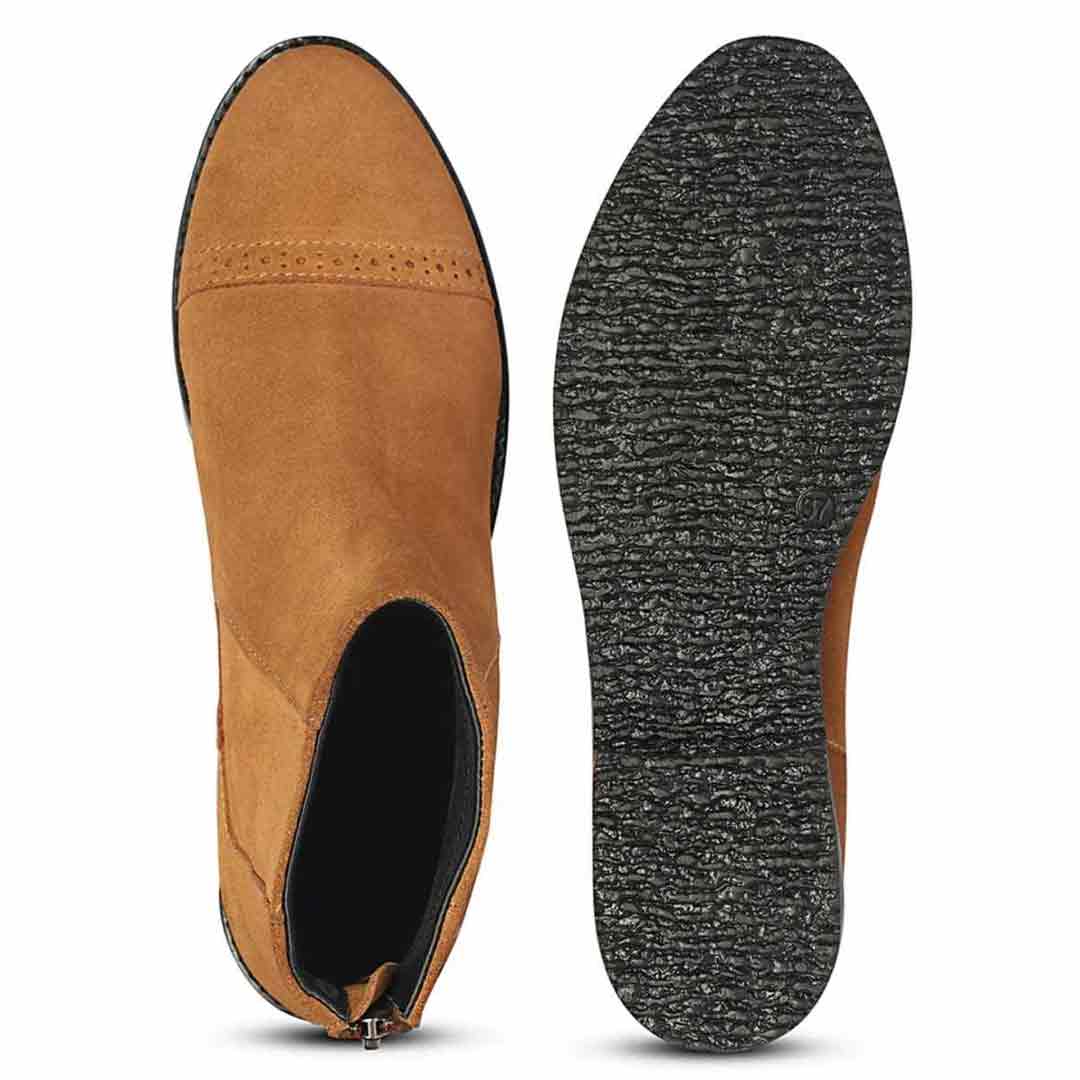 Giada Tan Suede Ankle Boots