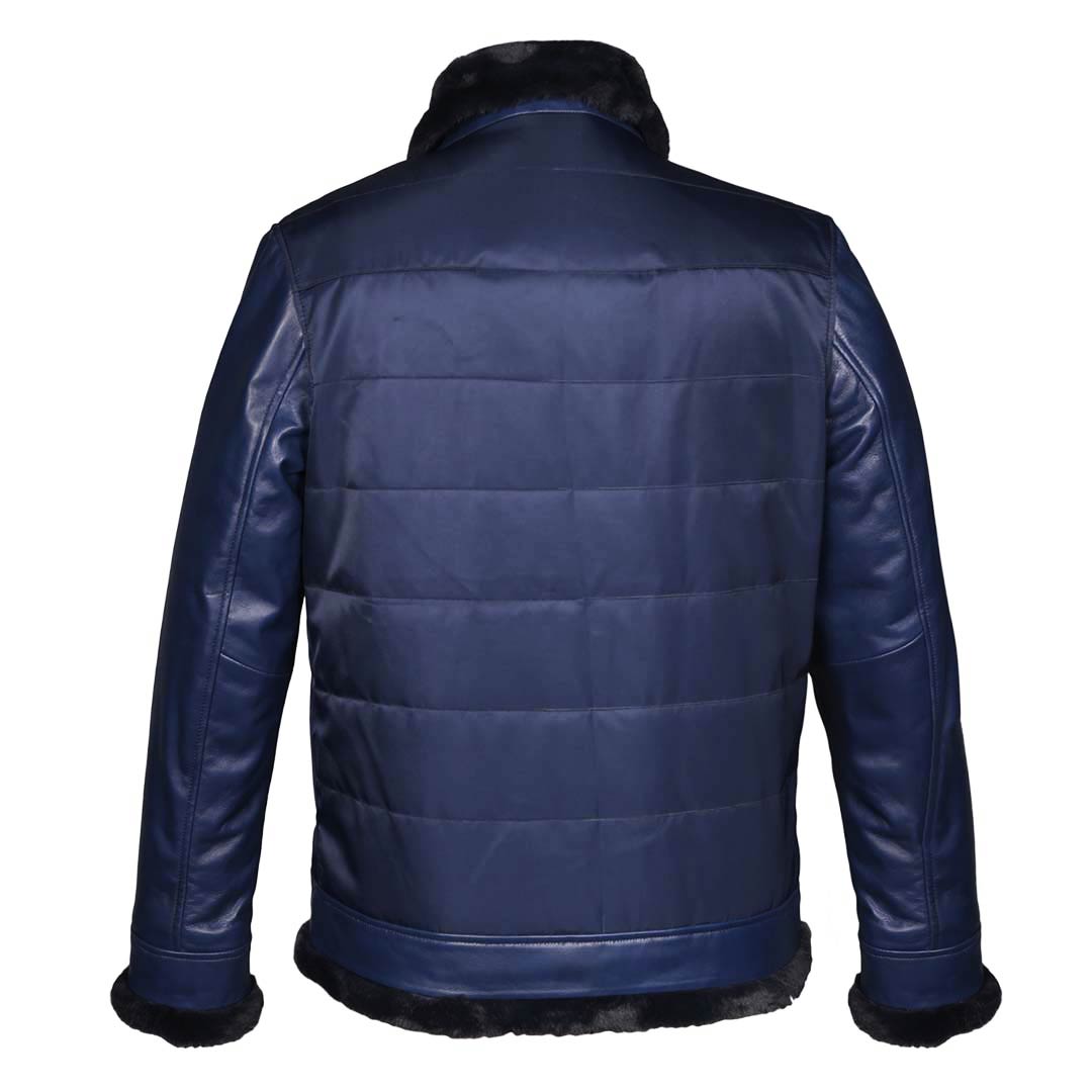 Saint Denis Blue Leather Men's Jackets