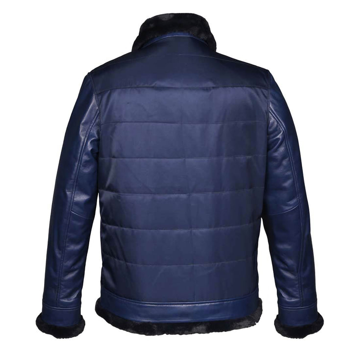 Saint Denis Blue Leather Men's Jackets