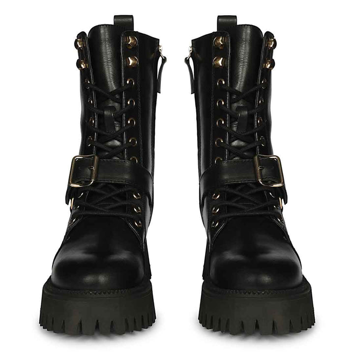 Saint Cyrilo Black Snake Print Leather High Ankle Boots