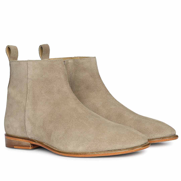 Saint Alfie Taupe Suede Leather Handcrafted Chelsea Boots