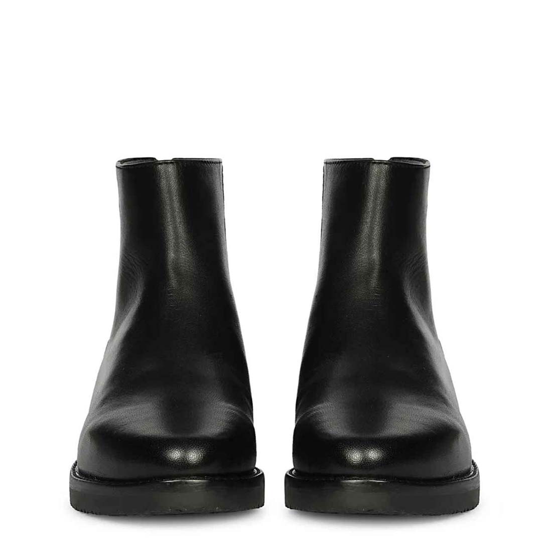 Livia Black Leather Ankle Boots