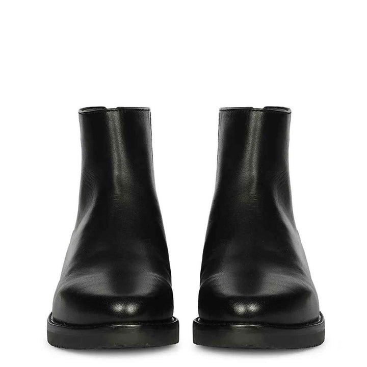 Livia Black Leather Ankle Boots