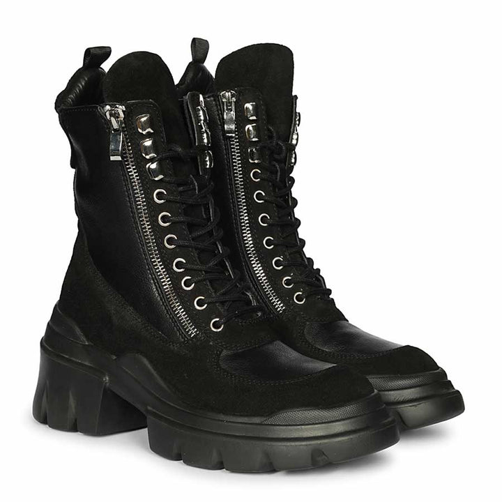 Saint Kendall Black Leather Lace Up High Ankle Boots