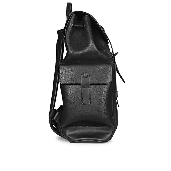 Capri Black Leather Oversized Structured Backpacks