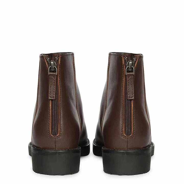 Livia Dark Brown Leather Ankle Boots