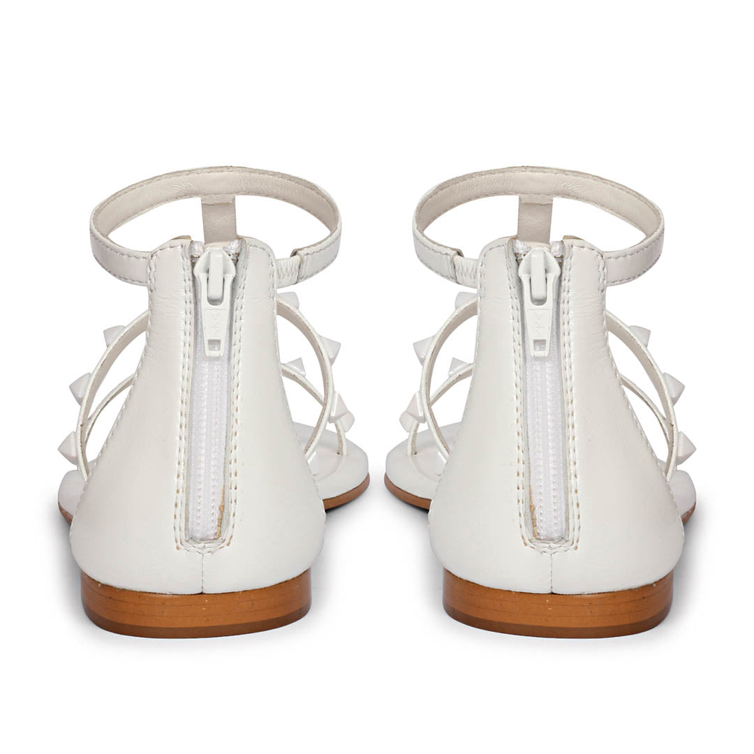 Saint Opal White Pyramid Stud Patent Leather Sandals