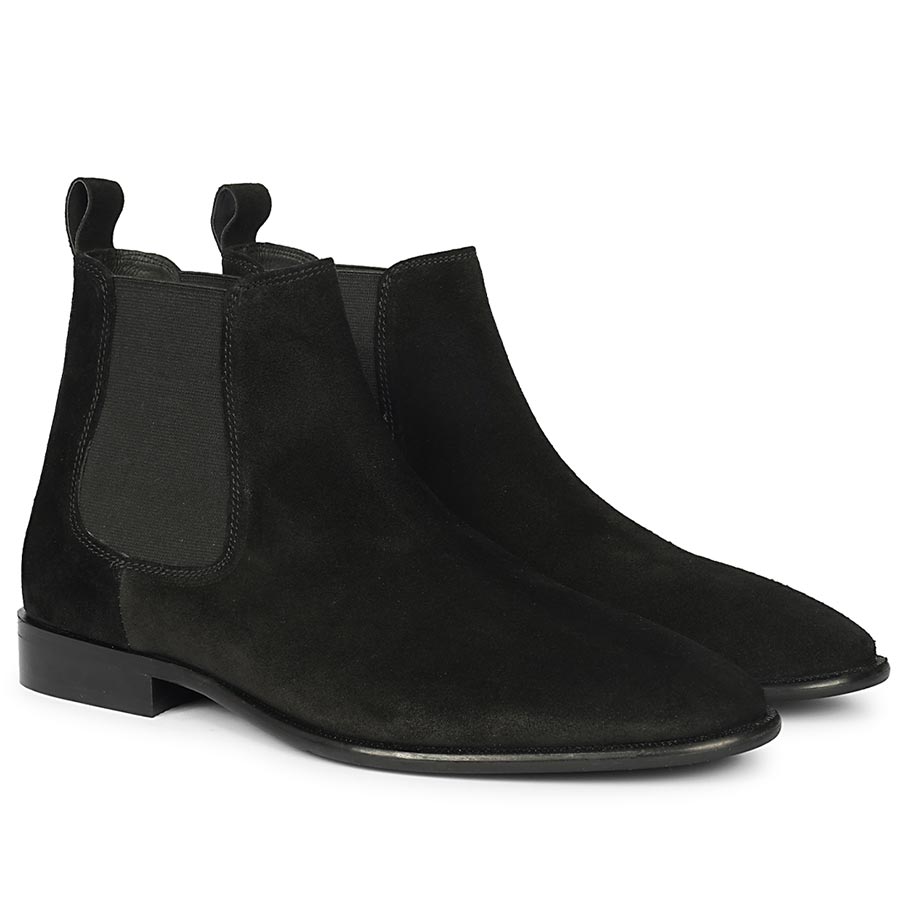 Saint Dylan Black Suede Leather Chelsea Boots
