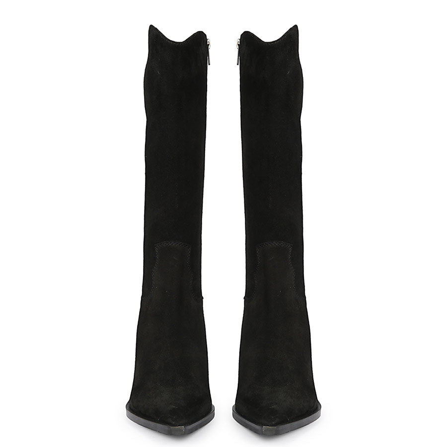 Saint Prune Black Suede High shaft Cowboy Boots