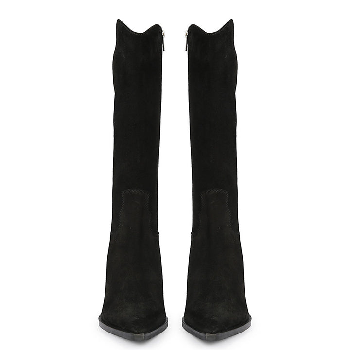 Saint Prune Black Suede High shaft Cowboy Boots
