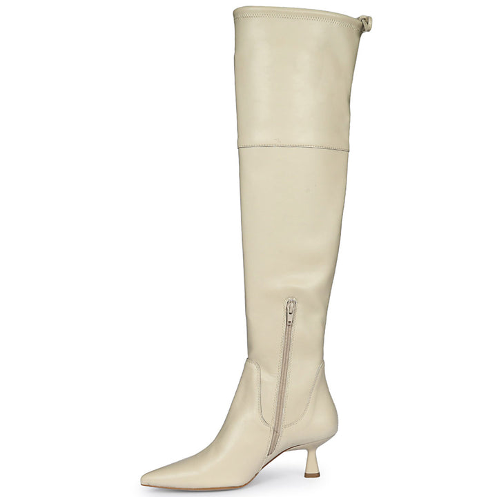Saint Primrose Beige Stretch Napa Above The Knee Boots