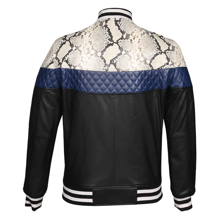 Saint Moreno White Python Print Leather Men's Jackets