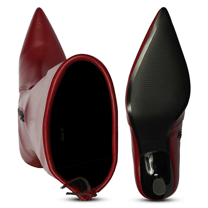 Saint Primrose Maroon Stretch Napa Above The Knee Boots