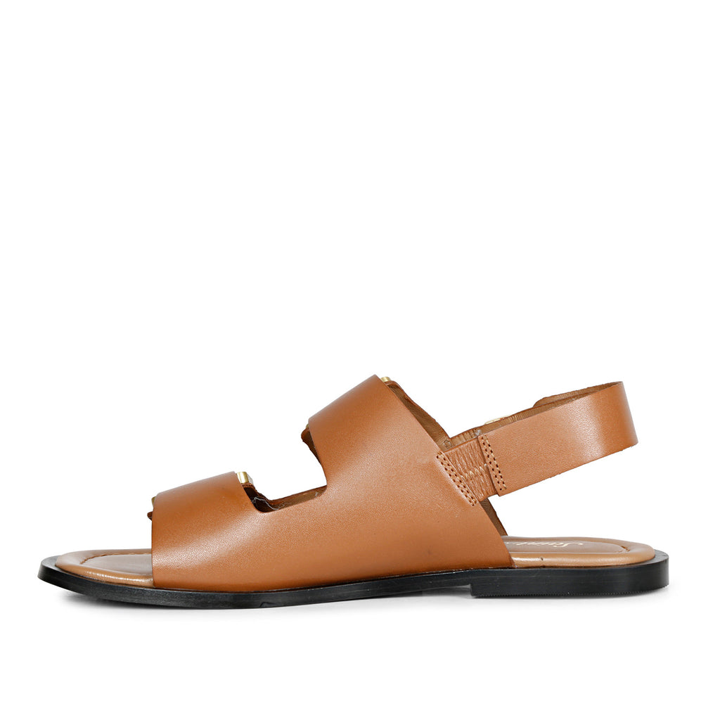 Nora Snap Buttons Tan Leather Sandals