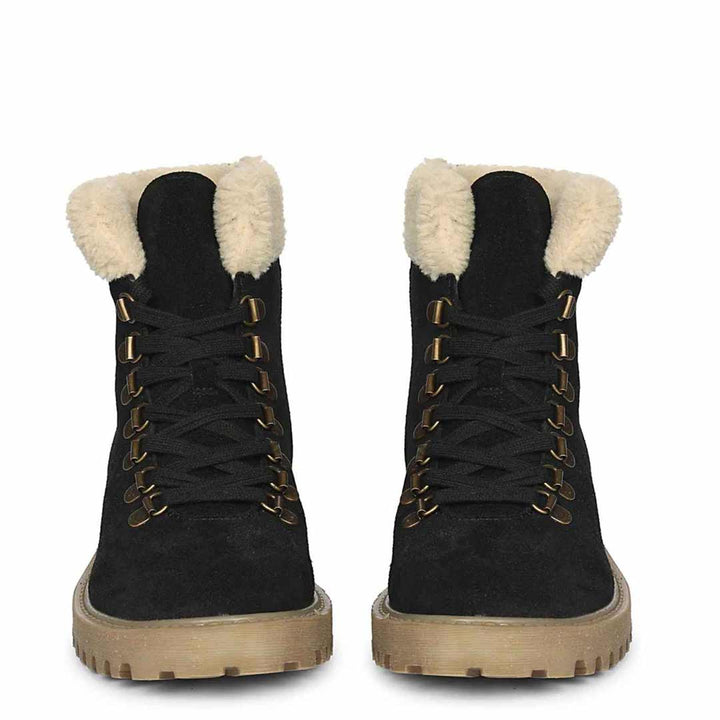 Isola Black Suede Leather Ankle Boots