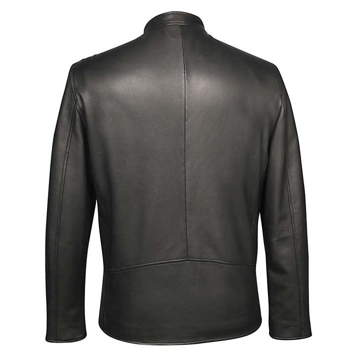 Saint Zachary Black Leather Men's Cafe Racer Jacket