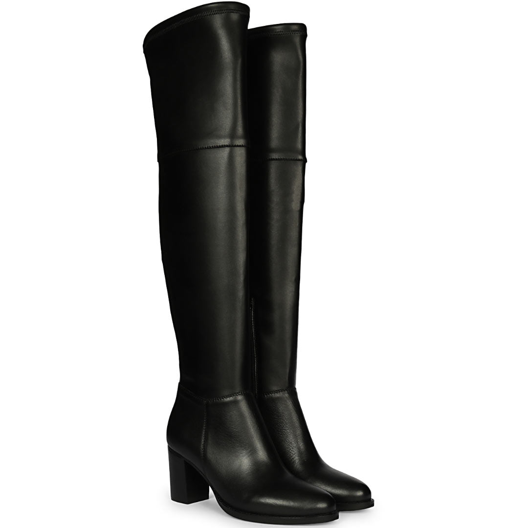 Saint Belinda Black Stretch Napa Thigh High Boots