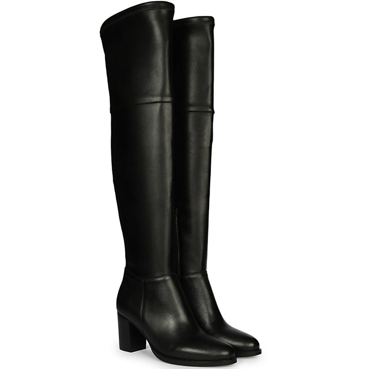 Saint Belinda Black Stretch Napa Thigh High Boots