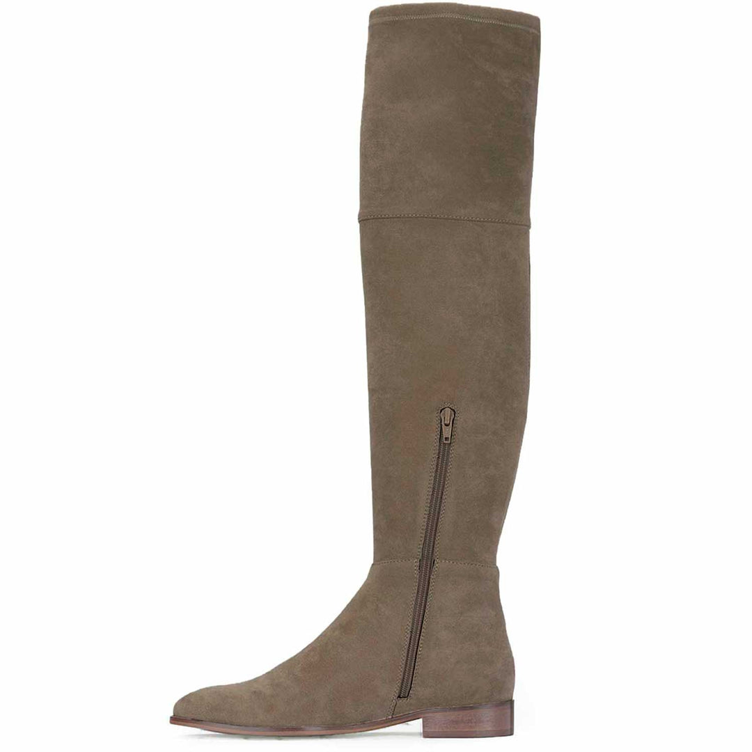 Saint Ophelia Taupe Stretch Suede Above The Knee Boots