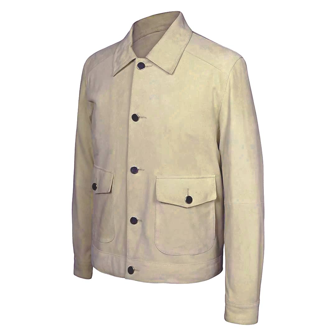 Saint Boris Off White Leather Men's Jacket With Collars