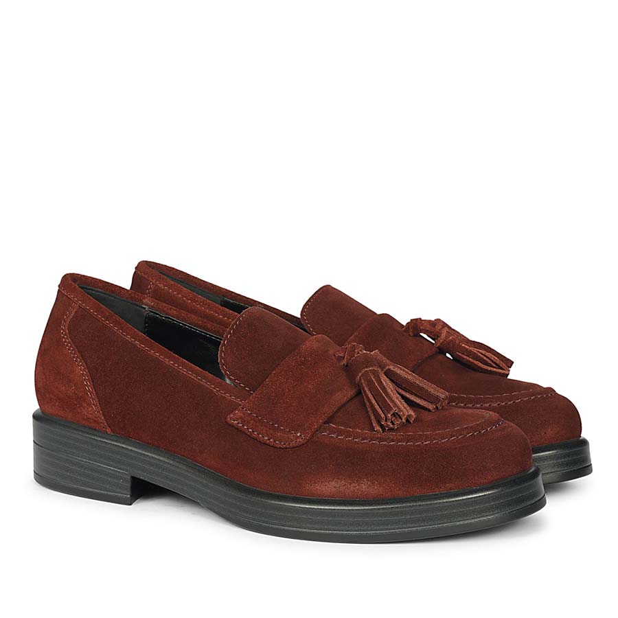 Saint Simone Bordo Leather Tassel Moccasins