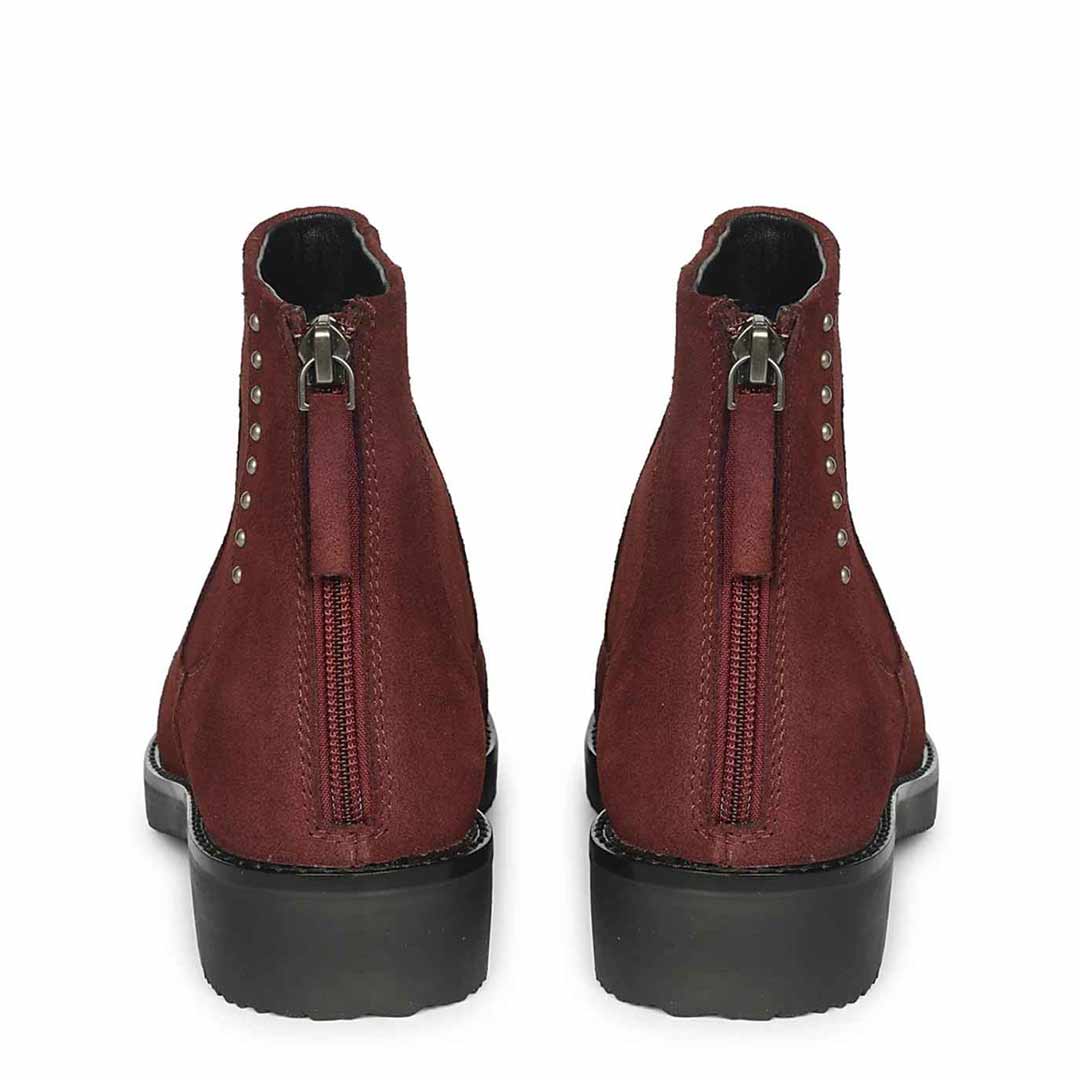 Giada Burgundy Suede Leather Ankle Boots