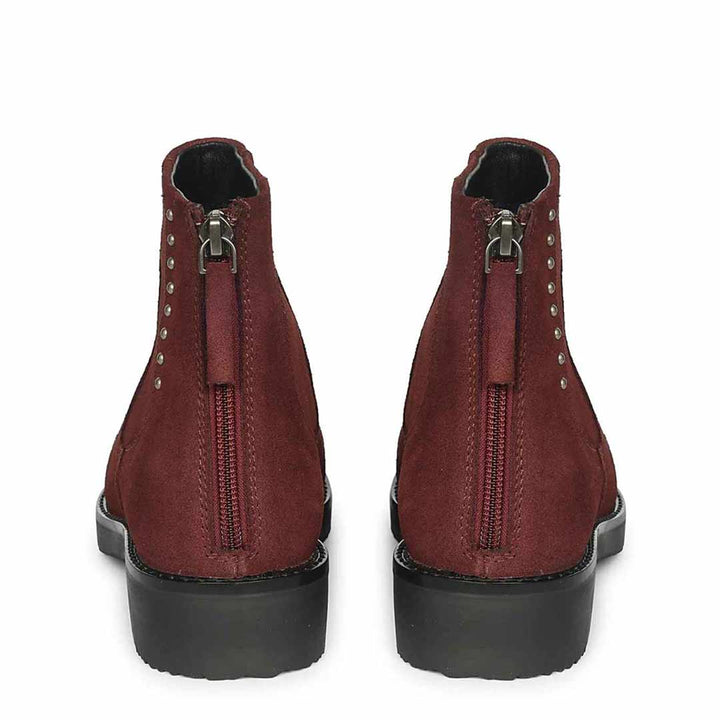 Giada Burgundy Suede Leather Ankle Boots
